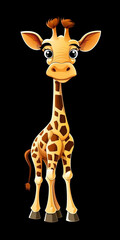 Obraz premium A cartoon giraffe with a black background. Generative AI.