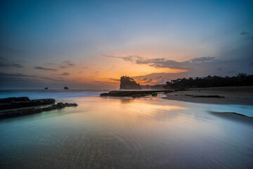 View of the sunset on the beach in Malang district