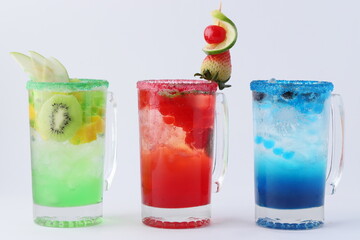 colorful flavored soft drinks