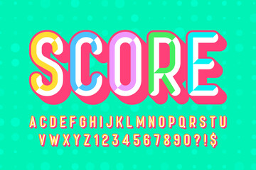 Chisel 3d comical design, colorful alphabet, typeface.