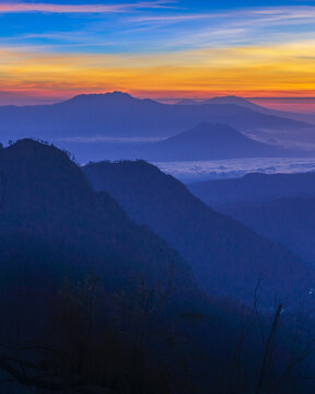 View of the sunrise on Bromo Mountain