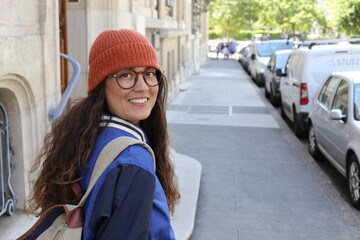 Female student on her way to college 