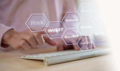 investment business plans and strategy concept, businessman presenting investment strategy and...