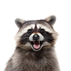 a mischievous Raccoon, happy, smiling, and healthy, Wildlife-themed, photorealistic illustrations in a PNG, cutout, and isolated. Generative AI