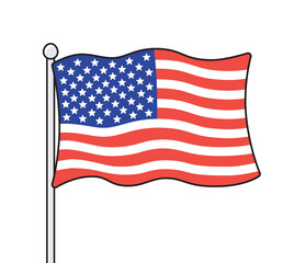 USA, American flag icon isolated vector illustration.