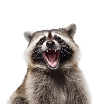 a mischievous Raccoon, happy, smiling, and healthy, Wildlife-themed, photorealistic illustrations in a PNG, cutout, and isolated. Generative AI © Purple Penguin GFX