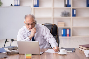 Old male employee working in the office