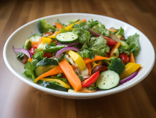 A refreshing summer salad with colorful vegetables and a light dressing.