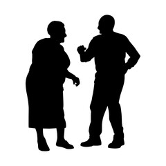 Vector illustration. Silhouette of grandparents. Pensioners. An elderly couple.