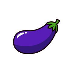 Eggplant vector illustration isolated on white background. Simple eggplant cartoon illustration.