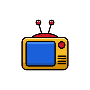 Classic television vector isolated on white background. Television cartoon illustration.