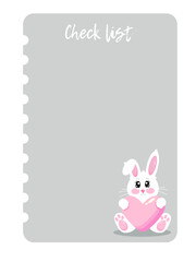 Lovely Notes, To Do, Check list decorated templates. Cute Christmas notes with bunny. Printable checklist. Holidays to do, for notes, check list for gifts, wish, shopping