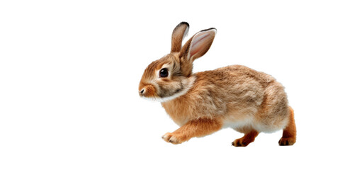Fototapeta na wymiar a spring-themed illustration featuring adorable isolated bunnies and rabbits running, jumping, and bouncing all set on a transparent background and provided in PNG. Generative AI
