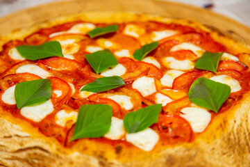 Classic margherita pizza, classified as the original Italian Vera Pizza