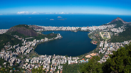 Obraz premium Aerial View of Rodrigo de Freitas Lagoon From the Corcovado Mountain in Rio de Janeiro, Brazil