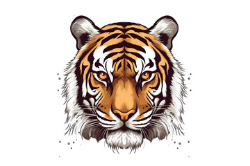 Tiger face on a white background isolated portrait 