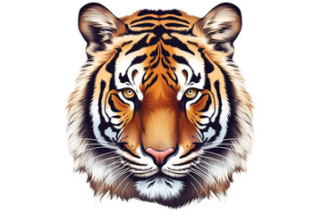 Tiger's face on a white background isolated