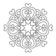 Circular Flower Mandala with vintage floral style. Vector Oriental mandala pattern. Hand drawn decorative element. Unique design with flower petal design. relax and meditation Concept for coloring 