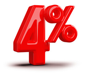 4 Percent Red Number Discount 3D