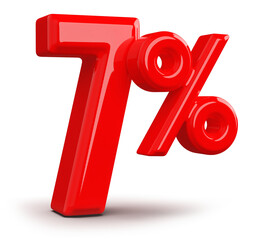 7 Percent Red Number Discount 3D