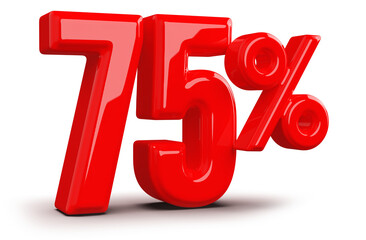 75 Percent Red Number Discount 3D