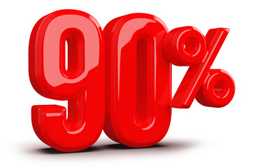 90 Percent Red Number Discount 3D