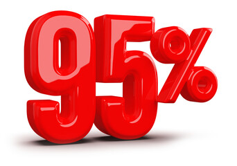 95 Percent Red Number Discount 3D