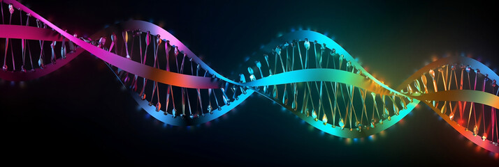 Multi colored DNA chain - Generative AI