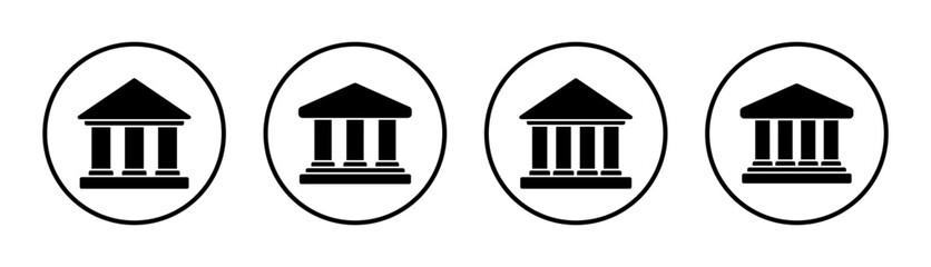 Bank icon set illustration. Bank sign and symbol, museum, university