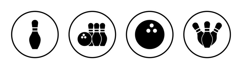 Bowling icon set illustration. bowling ball and pin sign and symbol.