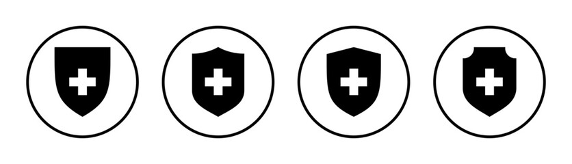 Health insurance icon set illustration. Insurance document sign and symbol