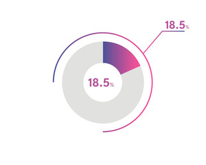 18.5 Percentage circle diagrams Infographics vector, circle diagram business illustration, Designing the 18.5% Segment in the Pie Chart.