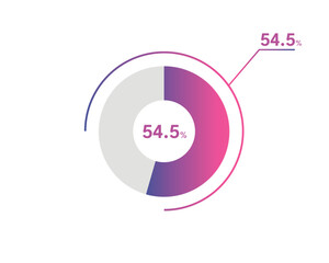 54.5 Percentage circle diagrams Infographics vector, circle diagram business illustration, Designing the 54.5% Segment in the Pie Chart.