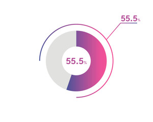 55.5 Percentage circle diagrams Infographics vector, circle diagram business illustration, Designing the 55.5% Segment in the Pie Chart.