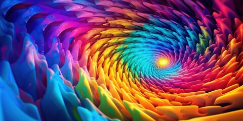 A rainbow colored spiral is shown in this image. Generative AI image.