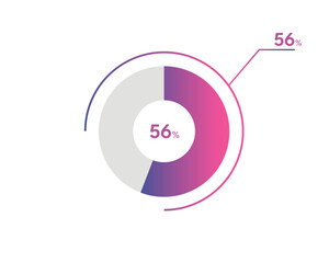 56 Percentage circle diagrams Infographics vector, circle diagram business illustration, Designing the 56% Segment in the Pie Chart.