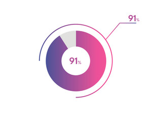 91 Percentage circle diagrams Infographics vector, circle diagram business illustration, Designing the 91% Segment in the Pie Chart.