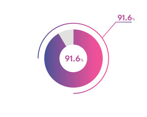 91.6 Percentage circle diagrams Infographics vector, circle diagram business illustration, Designing the 91.6% Segment in the Pie Chart.