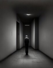Obraz premium A lonely man under the light. Generative AI