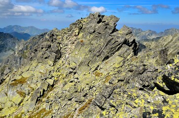 Summer mountain landscape in High Tatra, Slovakia. Rocky summit in High Tatra, Slovakia.