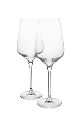 Elegant clean empty wine glasses isolated on white