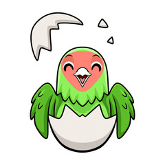 Cute peach faced love bird cartoon inside from egg