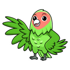 Cute peach faced love bird cartoon waving hand