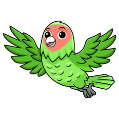 Cute peach faced love bird cartoon flying