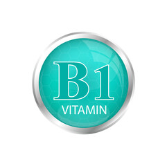 Vitamin B1 icon structure light green substance isolated on cutout PNG. Personal care, beauty concept. Medicine health symbol of thiamine. Drug business Vector Illustration 3D complex with chemical.	