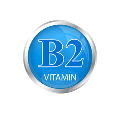 Vitamin B2 icon structure blue substance vector illustration 3D. Personal care, beauty. Medicine health symbol of thiamine. Drug business concept. complex with chemical formula. Cut out PNG.	