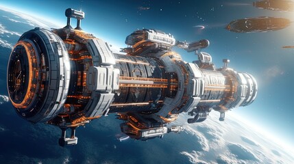 A sci-fi space station with zero gravity combat. Fantasy concept , Illustration painting. © X-Poser