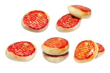 Chinese pastries isolated on white background (The words mean “Couple” in English language