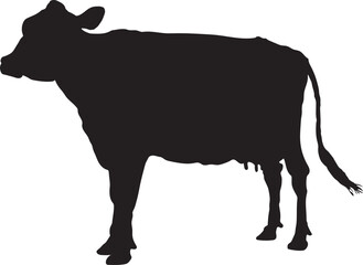 black silhouette of a cow
