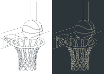 Basketball hoop and ball close up